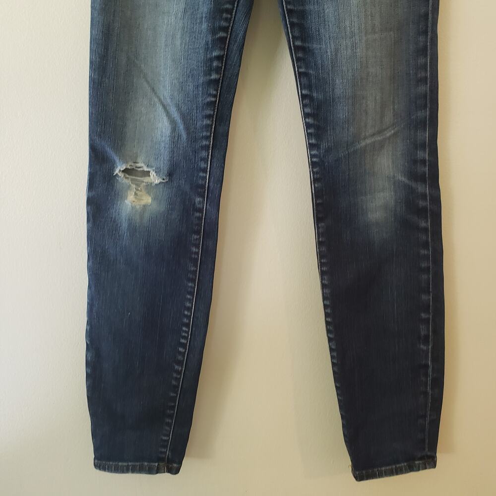 Madewell Skinny Skinny Jeans Dark Wash Distressed Size 28 - Picture 4 of 8